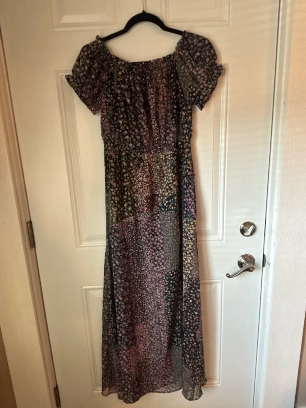 Lulu's Black Floral Maxi Dress with Pink and Blue Print - Picture 3 of 9